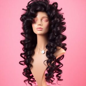 Perruque Bouclée Noire Luxe – Volume Intense et Boucles Définies